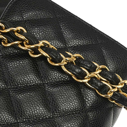 Chanel 2017-2018 Black Caviar Skin Jumbo Classic Double Flap Shoulder Bag