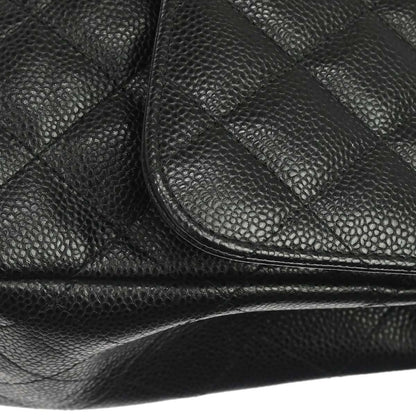 Chanel 2017-2018 Black Caviar Skin Jumbo Classic Double Flap Shoulder Bag