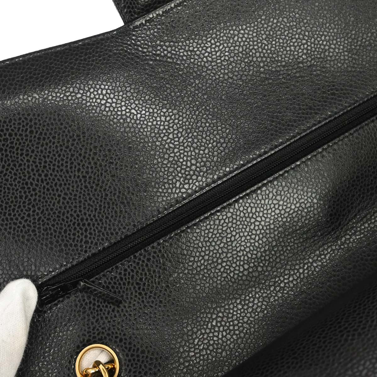 Chanel 2017-2018 Black Caviar Skin Jumbo Classic Double Flap Shoulder Bag