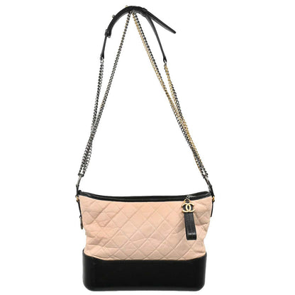 Chanel Beige Black Calfskin Medium Gabrielle Shoulder Bag