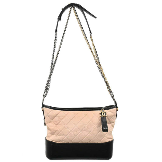 Chanel Beige Black Calfskin Medium Gabrielle Shoulder Bag