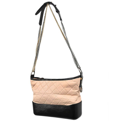 Chanel Beige Black Calfskin Medium Gabrielle Shoulder Bag