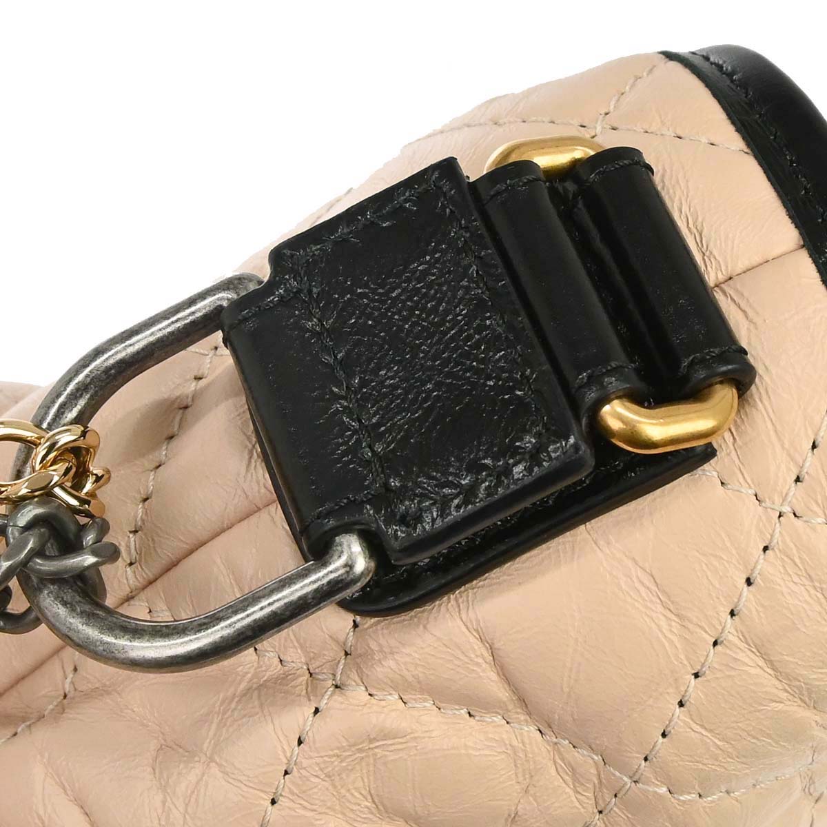 Chanel Beige Black Calfskin Medium Gabrielle Shoulder Bag