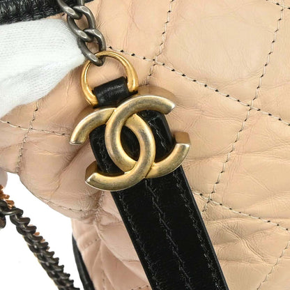 Chanel Beige Black Calfskin Medium Gabrielle Shoulder Bag