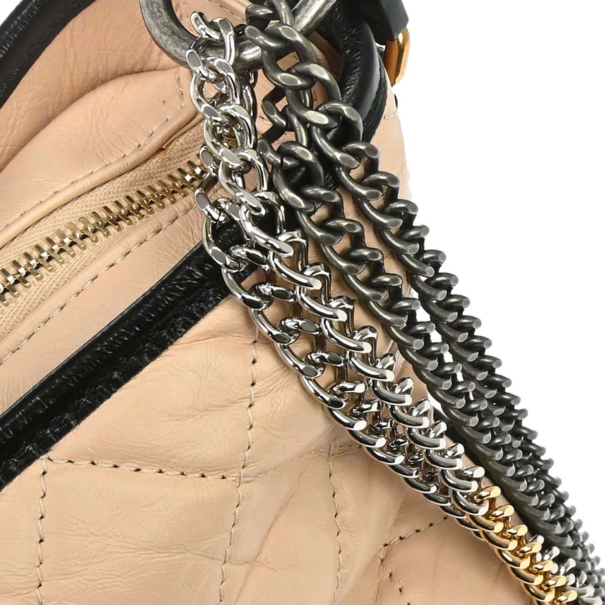 Chanel Beige Black Calfskin Medium Gabrielle Shoulder Bag