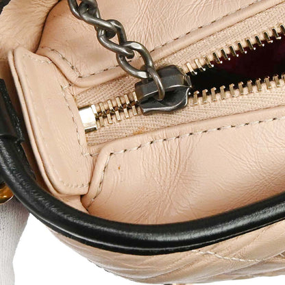 Chanel Beige Black Calfskin Medium Gabrielle Shoulder Bag