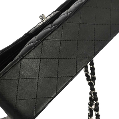 Chanel 2017-2018 Black Lambskin Medium Classic Double Flap Shoulder Bag