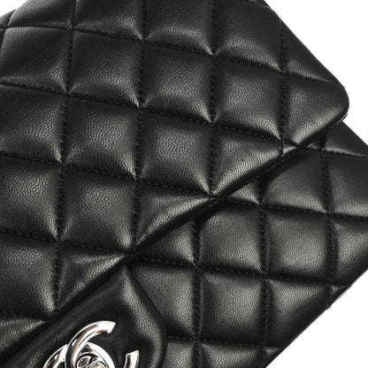 Chanel 2017-2018 Black Lambskin Medium Classic Double Flap Shoulder Bag