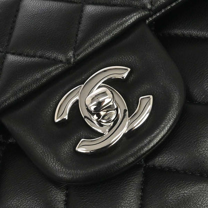 Chanel 2017-2018 Black Lambskin Medium Classic Double Flap Shoulder Bag