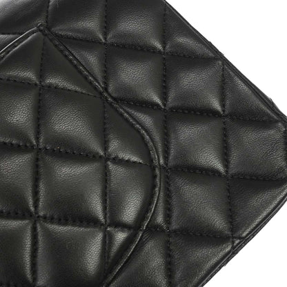Chanel 2017-2018 Black Lambskin Medium Classic Double Flap Shoulder Bag