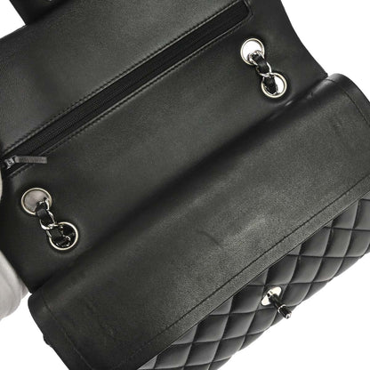 Chanel 2017-2018 Black Lambskin Medium Classic Double Flap Shoulder Bag