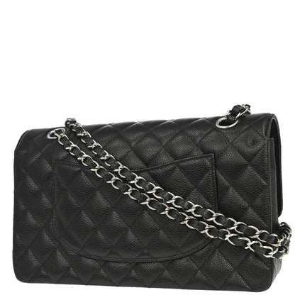 Chanel 2019 Black Caviar Skin Medium Classic Double Flap Shoulder Bag