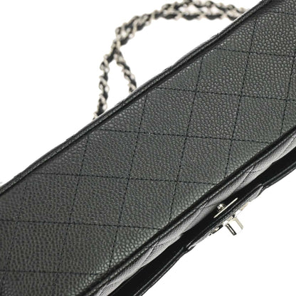 Chanel 2019 Black Caviar Skin Medium Classic Double Flap Shoulder Bag