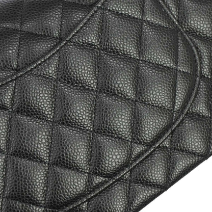 Chanel 2019 Black Caviar Skin Medium Classic Double Flap Shoulder Bag