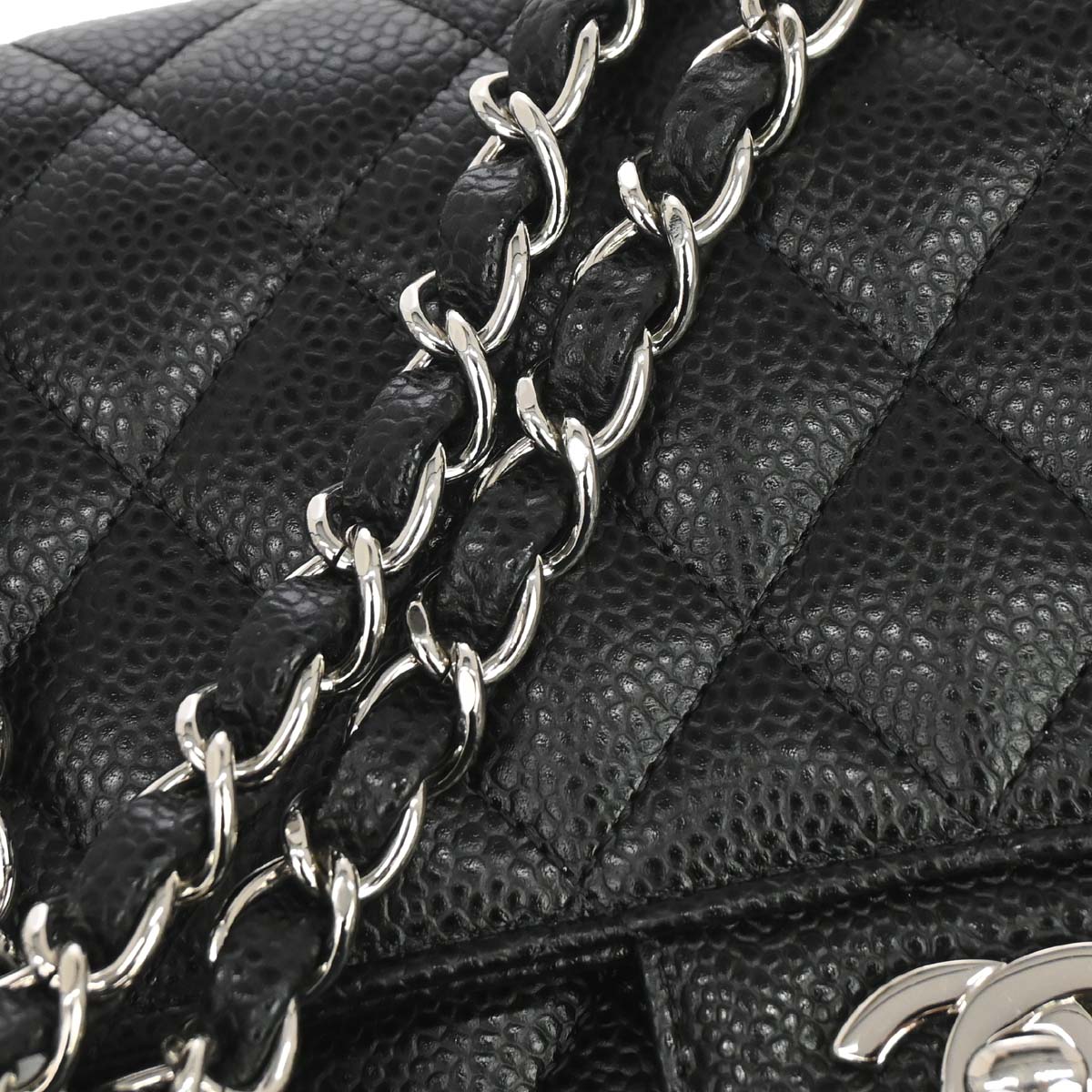 Chanel 2019 Black Caviar Skin Medium Classic Double Flap Shoulder Bag