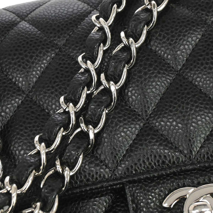 Chanel 2019 Black Caviar Skin Medium Classic Double Flap Shoulder Bag