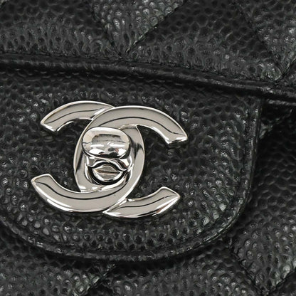 Chanel 2019 Black Caviar Skin Medium Classic Double Flap Shoulder Bag