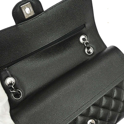 Chanel 2019 Black Caviar Skin Medium Classic Double Flap Shoulder Bag