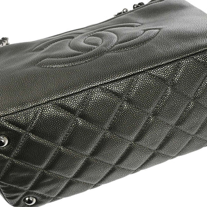 Chanel 2010-2011 Metallic Silver Caviar Skin Tote Handbag