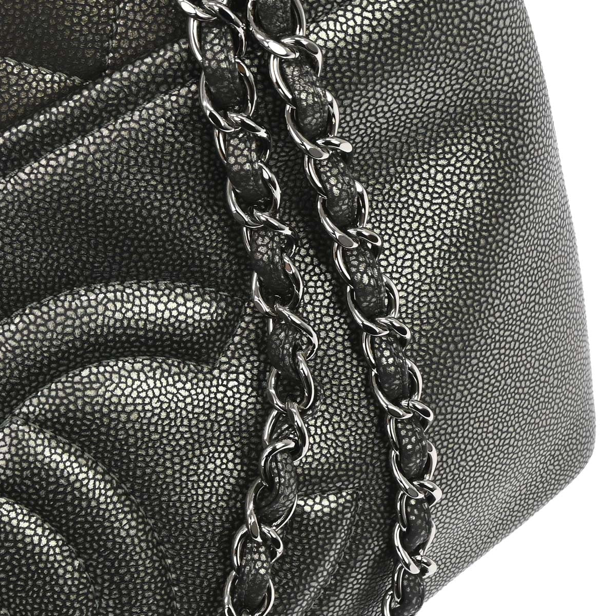 Chanel 2010-2011 Metallic Silver Caviar Skin Tote Handbag
