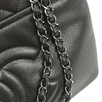 Chanel 2010-2011 Metallic Silver Caviar Skin Tote Handbag