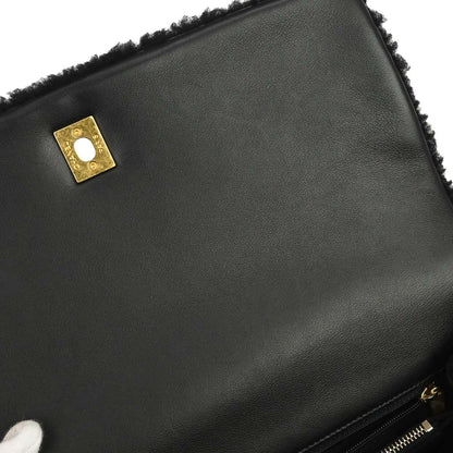 Chanel 2017 Black Shearling Coco Handle 2way Shoulder Handbag