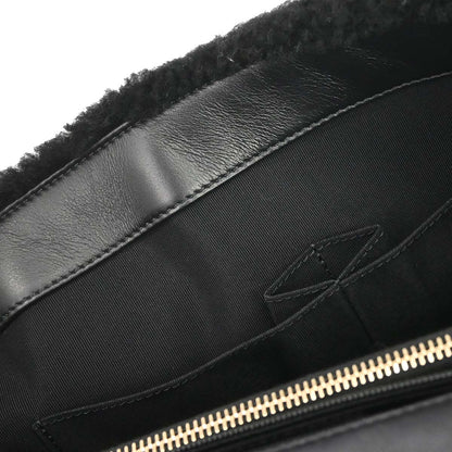Chanel 2017 Black Shearling Coco Handle 2way Shoulder Handbag