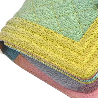 Boy Chanel 2017 Pink Yellow Blue Green Caviar Skin Small Chain Shoulder Bag