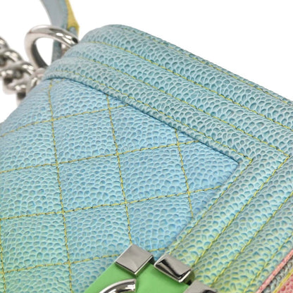 Boy Chanel 2017 Pink Yellow Blue Green Caviar Skin Small Chain Shoulder Bag
