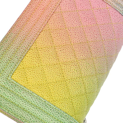 Boy Chanel 2017 Pink Yellow Blue Green Caviar Skin Small Chain Shoulder Bag