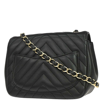 Chanel Black Lambskin Chevron Mini Classic Square Flap Shoulder Bag 17