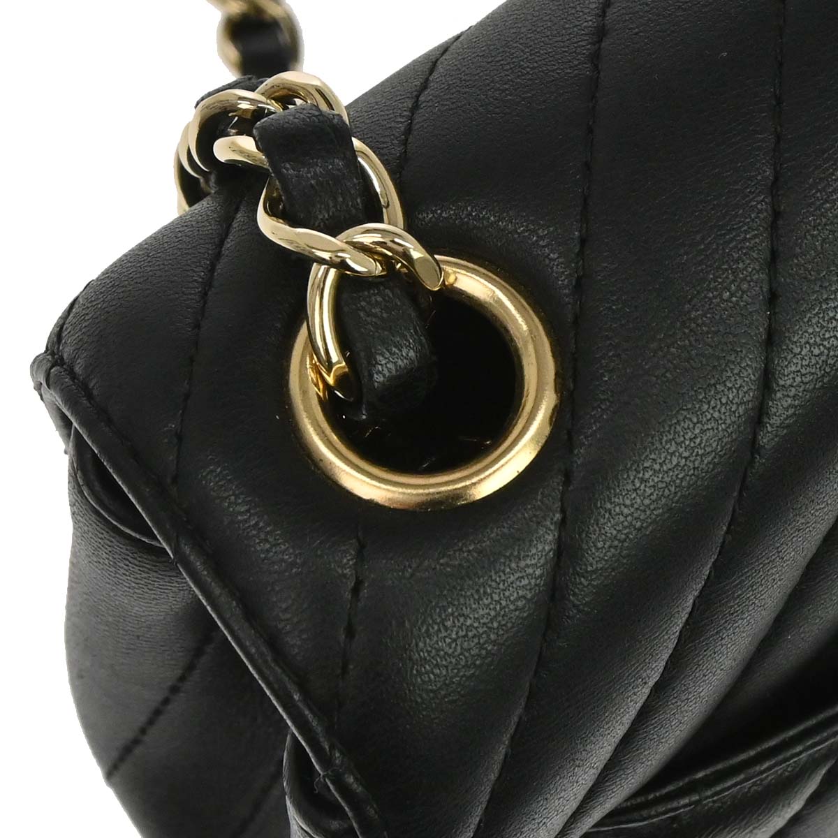 Chanel Black Lambskin Chevron Mini Classic Square Flap Shoulder Bag 17