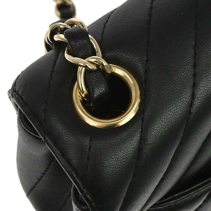 Chanel Black Lambskin Chevron Mini Classic Square Flap Shoulder Bag 17