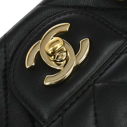 Chanel Black Lambskin Chevron Mini Classic Square Flap Shoulder Bag 17