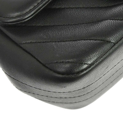 Chanel Black Lambskin Chevron Mini Classic Square Flap Shoulder Bag 17