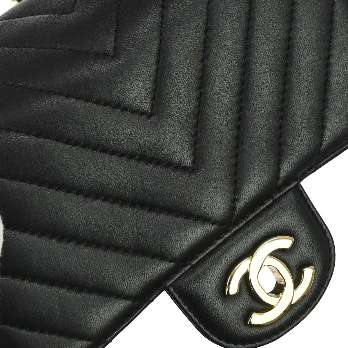 Chanel Black Lambskin Chevron Mini Classic Square Flap Shoulder Bag 17
