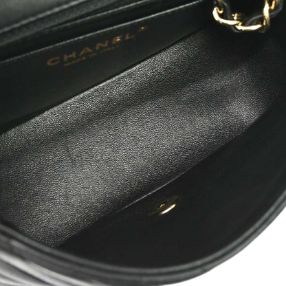 Chanel Black Lambskin Chevron Mini Classic Square Flap Shoulder Bag 17