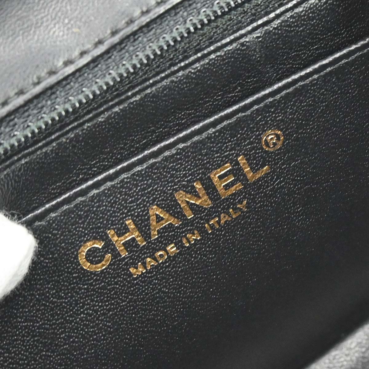 Chanel Black Lambskin Chevron Mini Classic Square Flap Shoulder Bag 17