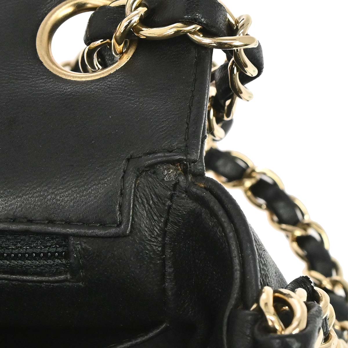 Chanel Black Lambskin Chevron Mini Classic Square Flap Shoulder Bag 17