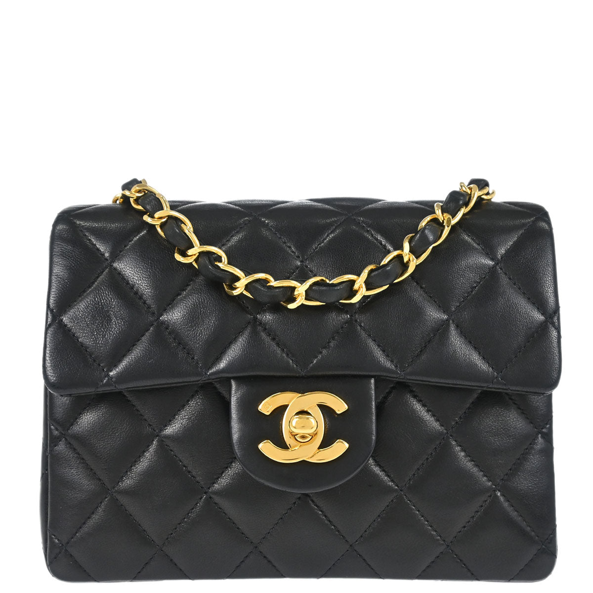 Chanel 1996-1997 Black Lambskin Mini Classic Square Flap Shoulder Bag 17