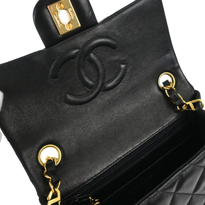 Chanel 1996-1997 Black Lambskin Mini Classic Square Flap Shoulder Bag 17