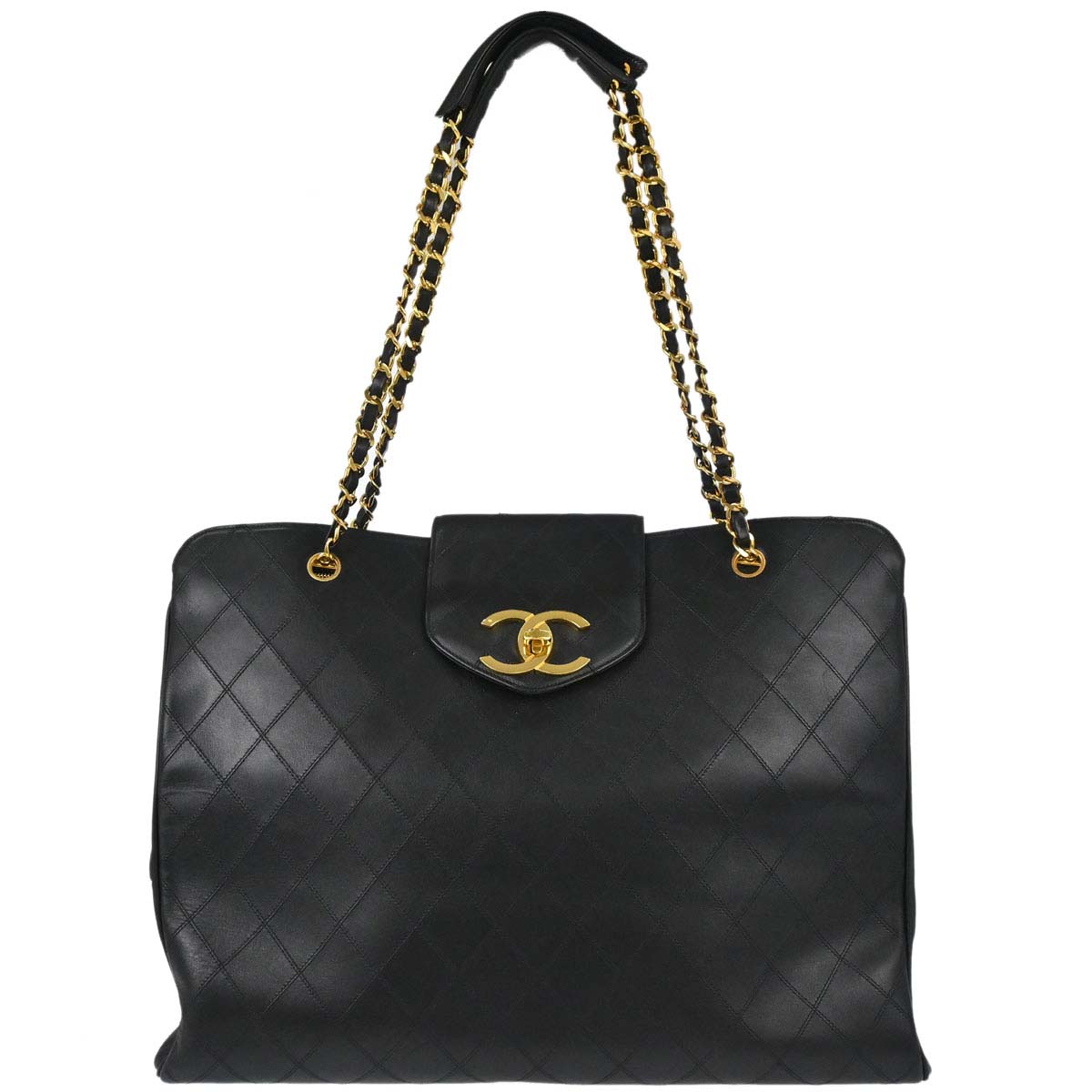 Chanel 1994-1996 Black Lambskin Bicolore Supermodel Shoulder Bag