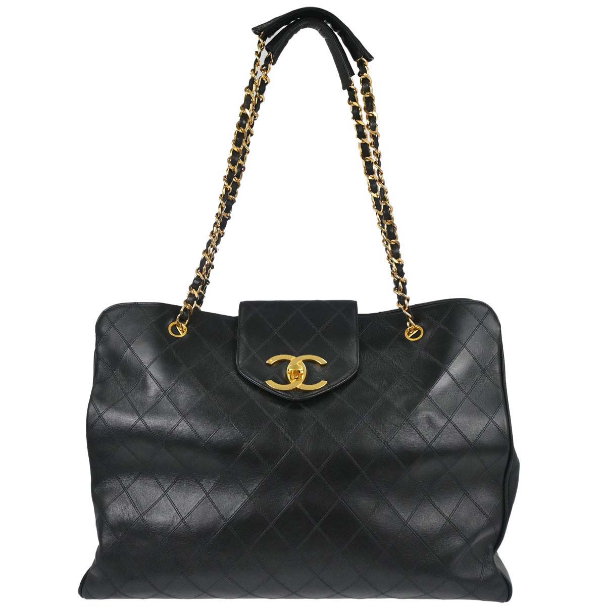 Chanel 1994-1996 Black Lambskin Bicolore Supermodel Shoulder Bag
