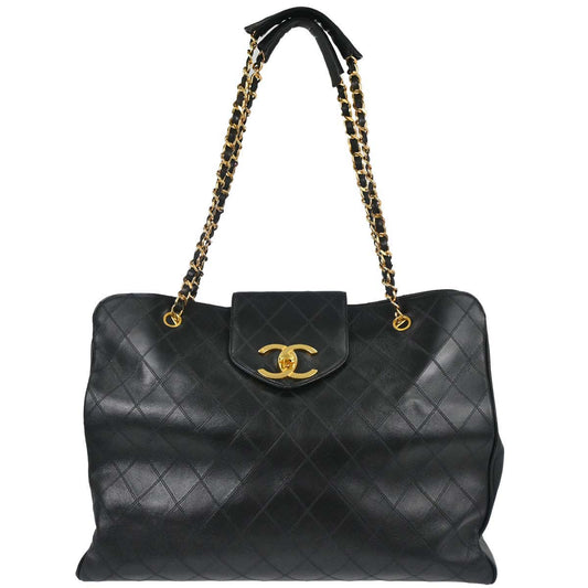 Chanel 1994-1996 Black Lambskin Bicolore Supermodel Shoulder Bag