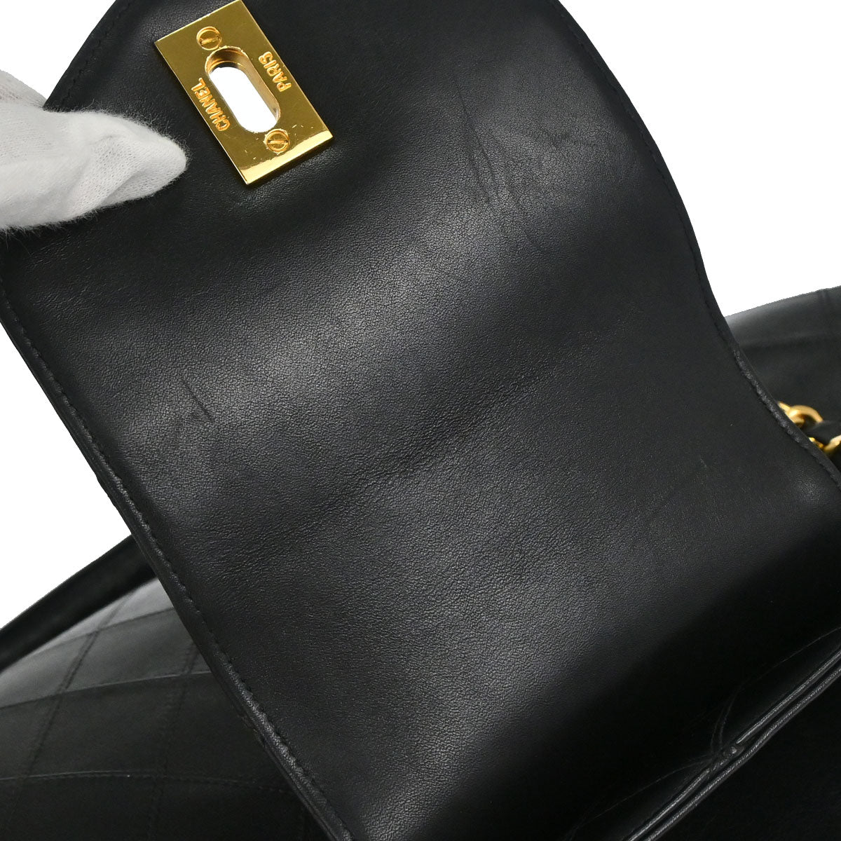 Chanel 1994-1996 Black Lambskin Bicolore Supermodel Shoulder Bag