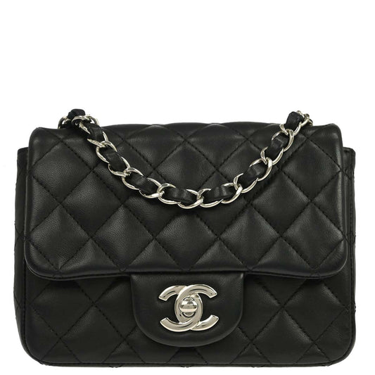 Chanel 2016-2017 Black Lambskin Mini Classic Square Flap Shoulder Bag 17