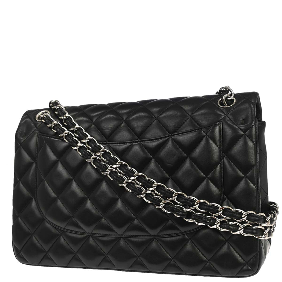 Chanel 2015-2016 Black Lambskin Jumbo Classic Double Flap Shoulder Bag