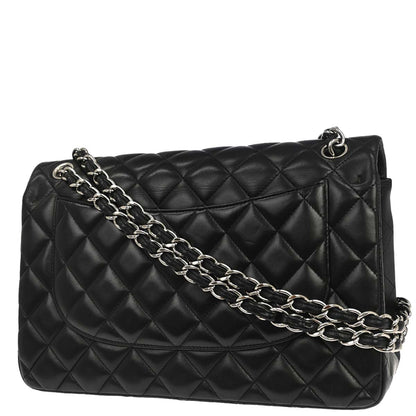 Chanel 2015-2016 Black Lambskin Jumbo Classic Double Flap Shoulder Bag