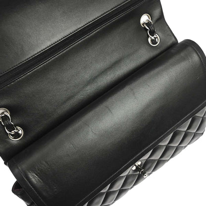 Chanel 2015-2016 Black Lambskin Jumbo Classic Double Flap Shoulder Bag