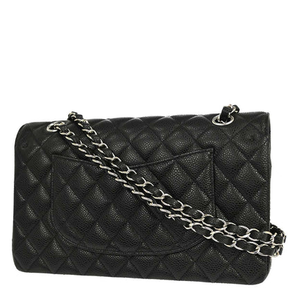 Chanel 2019 Black Caviar Skin Medium Classic Double Flap Shoulder Bag